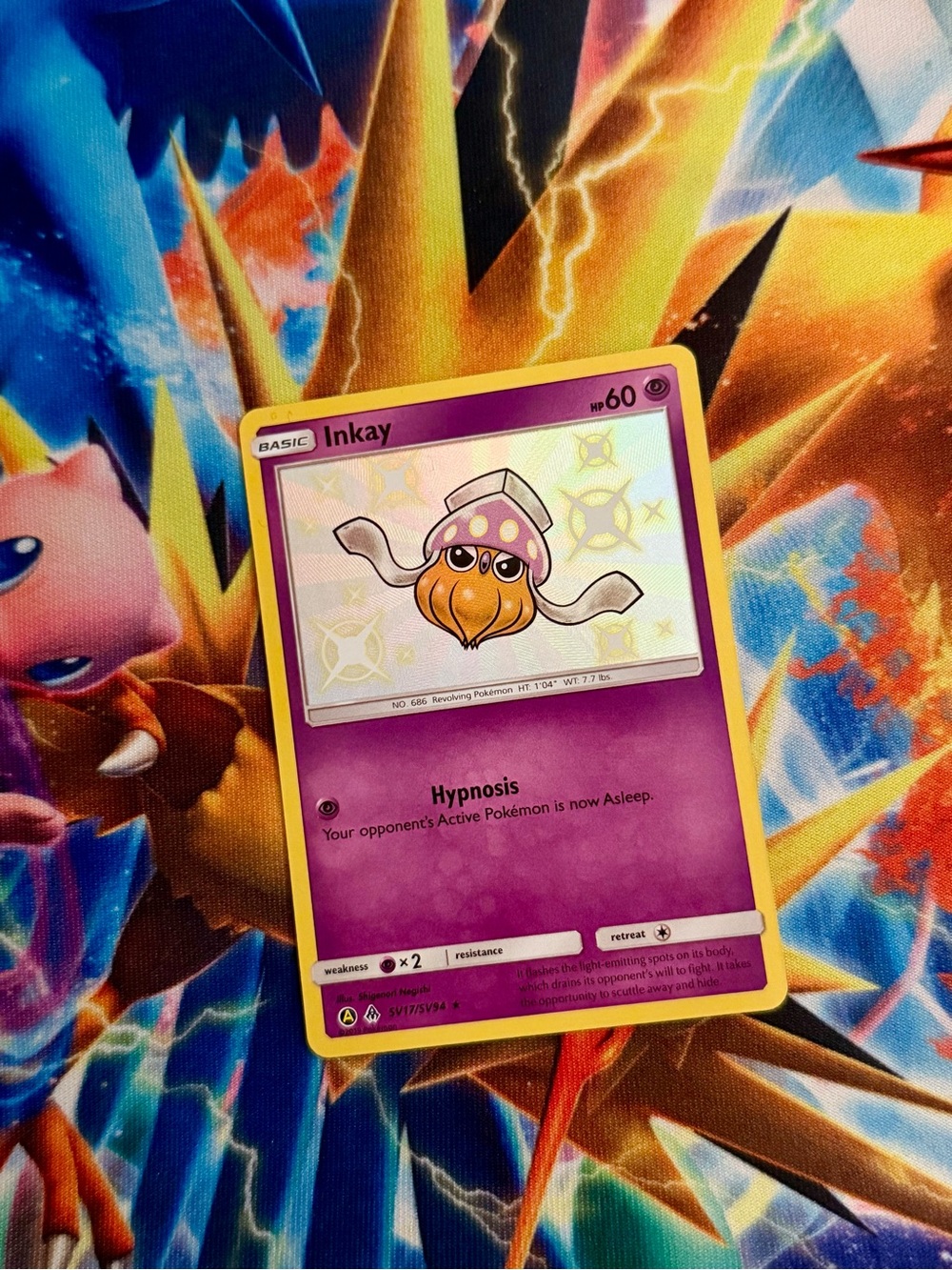 Pokemon Inkay hidden fates shiny holo rare card